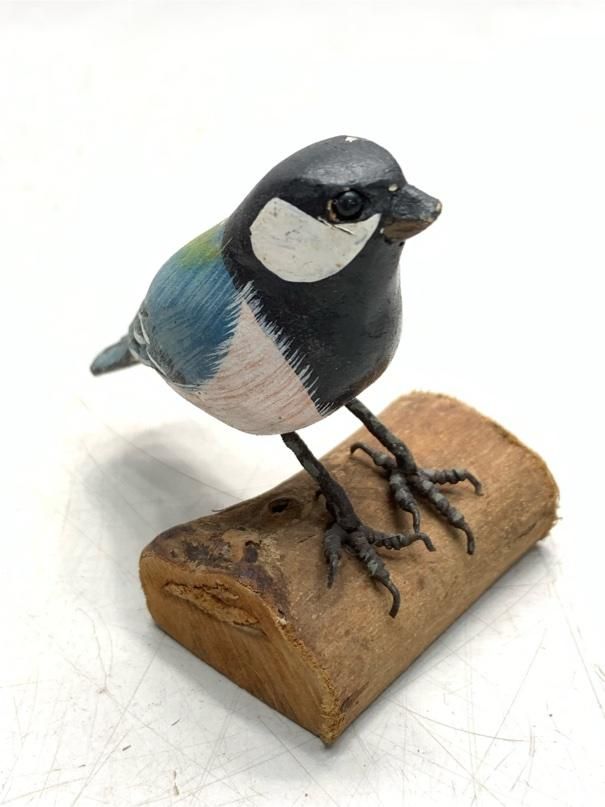 希少 シジュウカラ バードカービング 野鳥彫刻 木彫りの野鳥 置物
