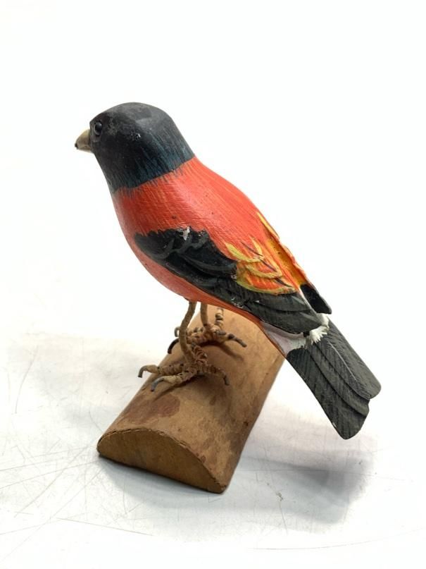 希少 ウソ 鷽 バードカービング 野鳥彫刻 木彫りの野鳥 置物