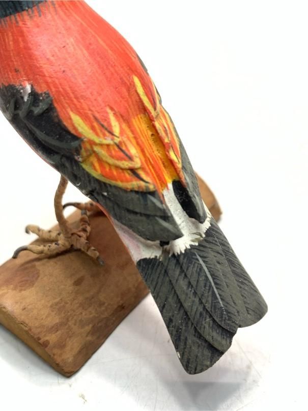 希少 ウソ 鷽 バードカービング 野鳥彫刻 木彫りの野鳥 置物