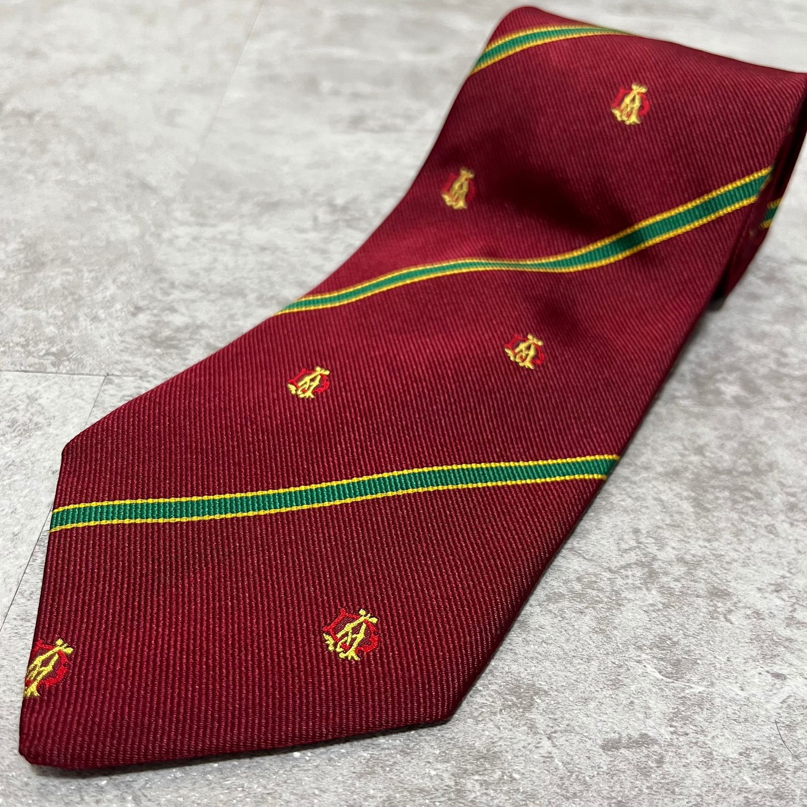 dunhill】ロゴ入りストライプネクタイ レッド レジメンタルストライプ