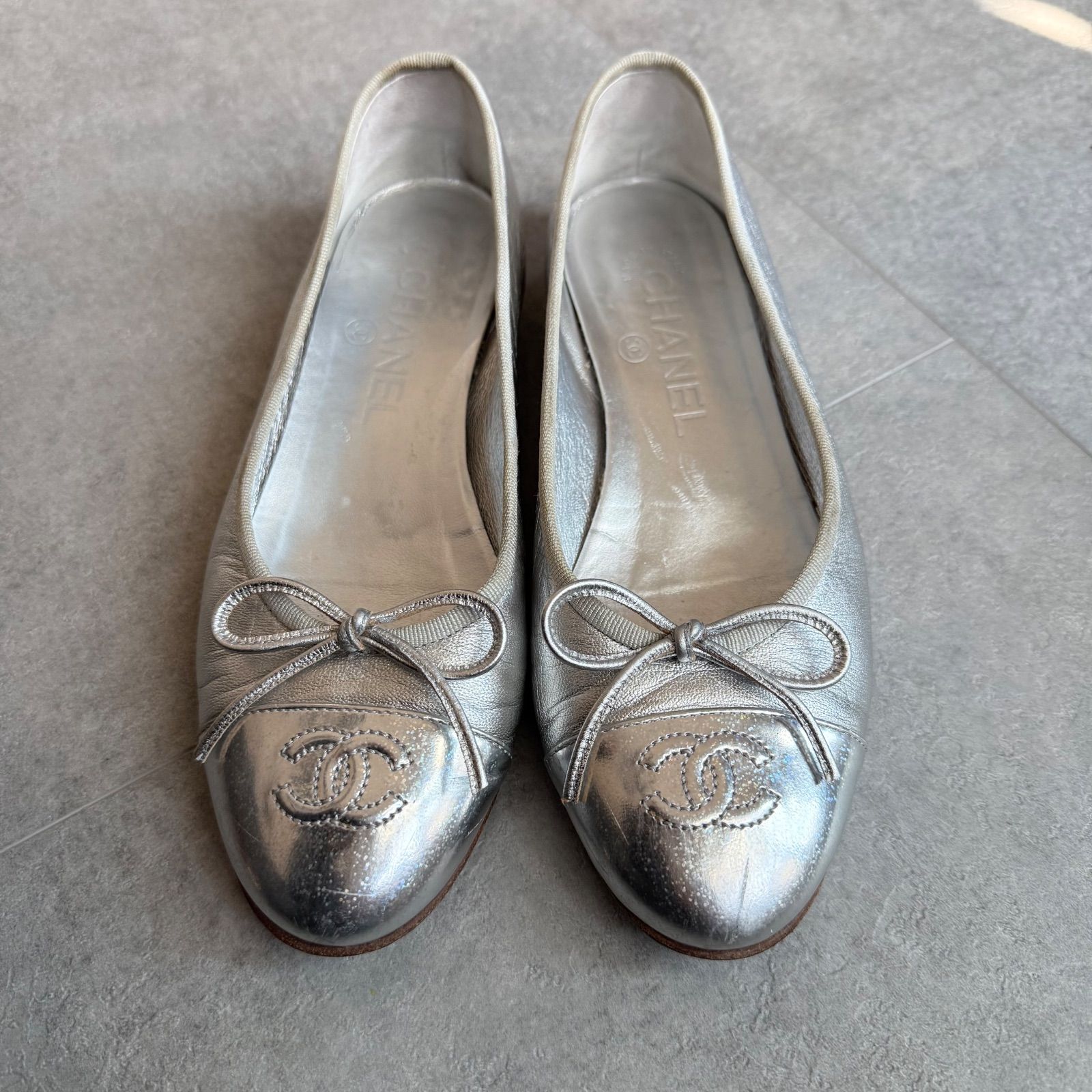 CHANEL シャネル ココマーク リボン バレエシューズ フラットシューズ