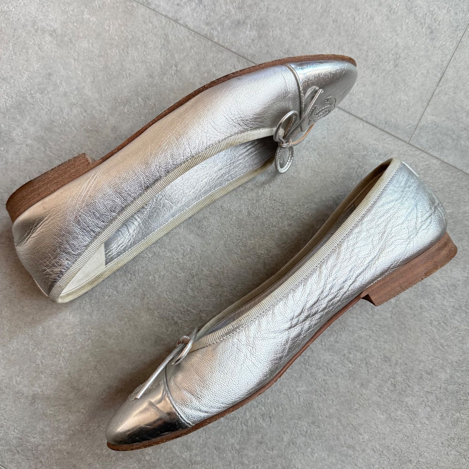 CHANEL シャネル ココマーク リボン バレエシューズ フラットシューズ