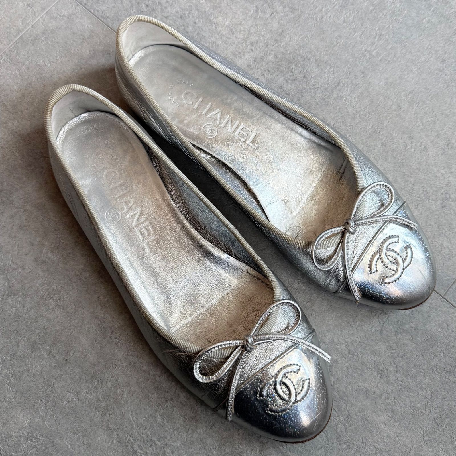 CHANEL シャネル ココマーク リボン バレエシューズ フラットシューズ