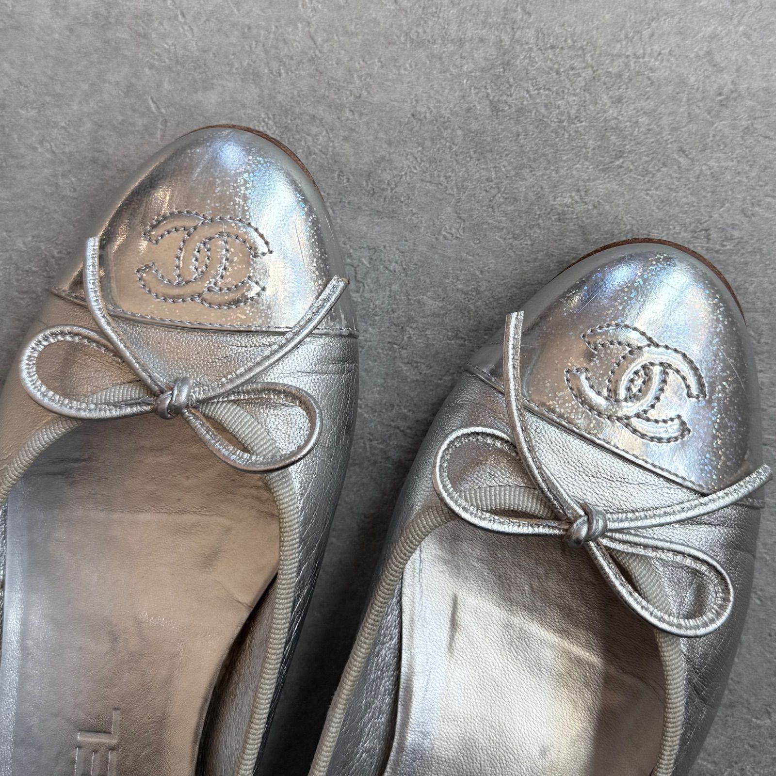 CHANEL シャネル ココマーク リボン バレエシューズ フラットシューズ