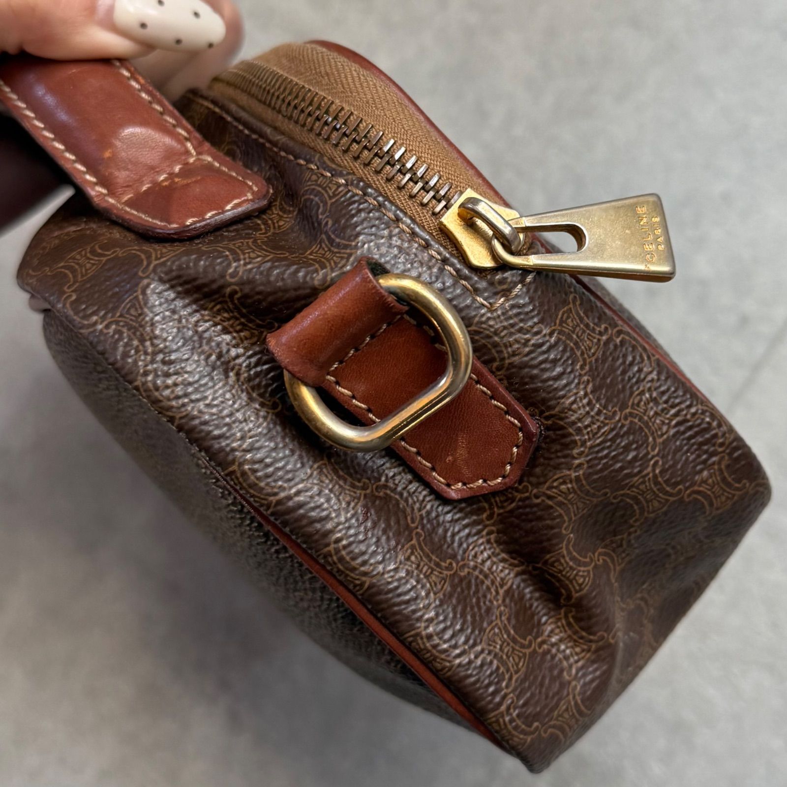 CELINE セリーヌ マカダム柄 ヴィンテージ ミニハンドバック ポーチ