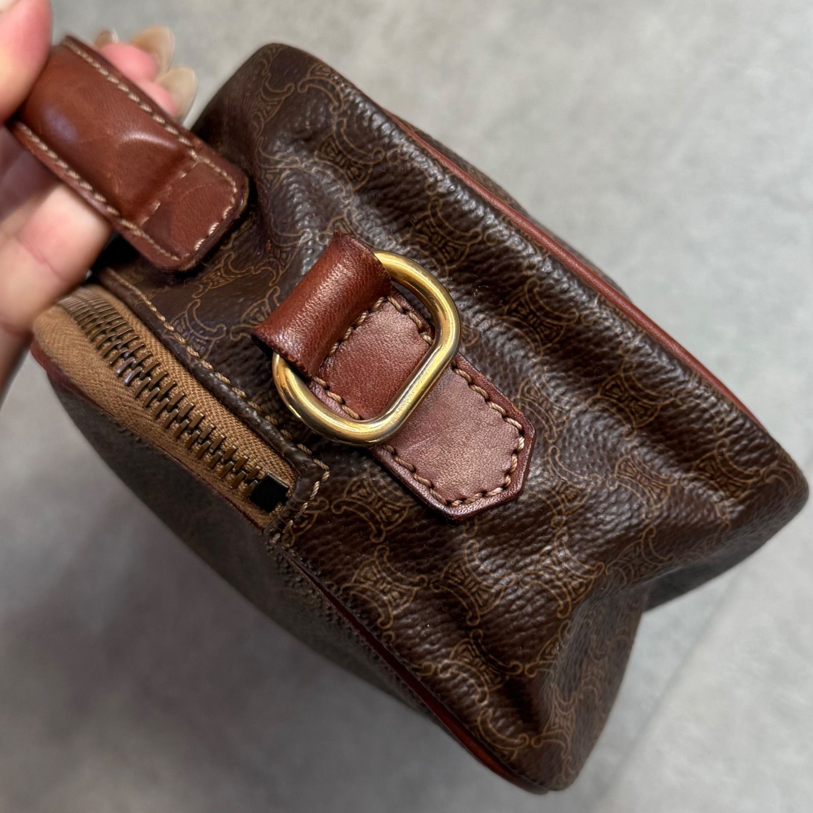 CELINE セリーヌ マカダム柄 ヴィンテージ ミニハンドバック ポーチ