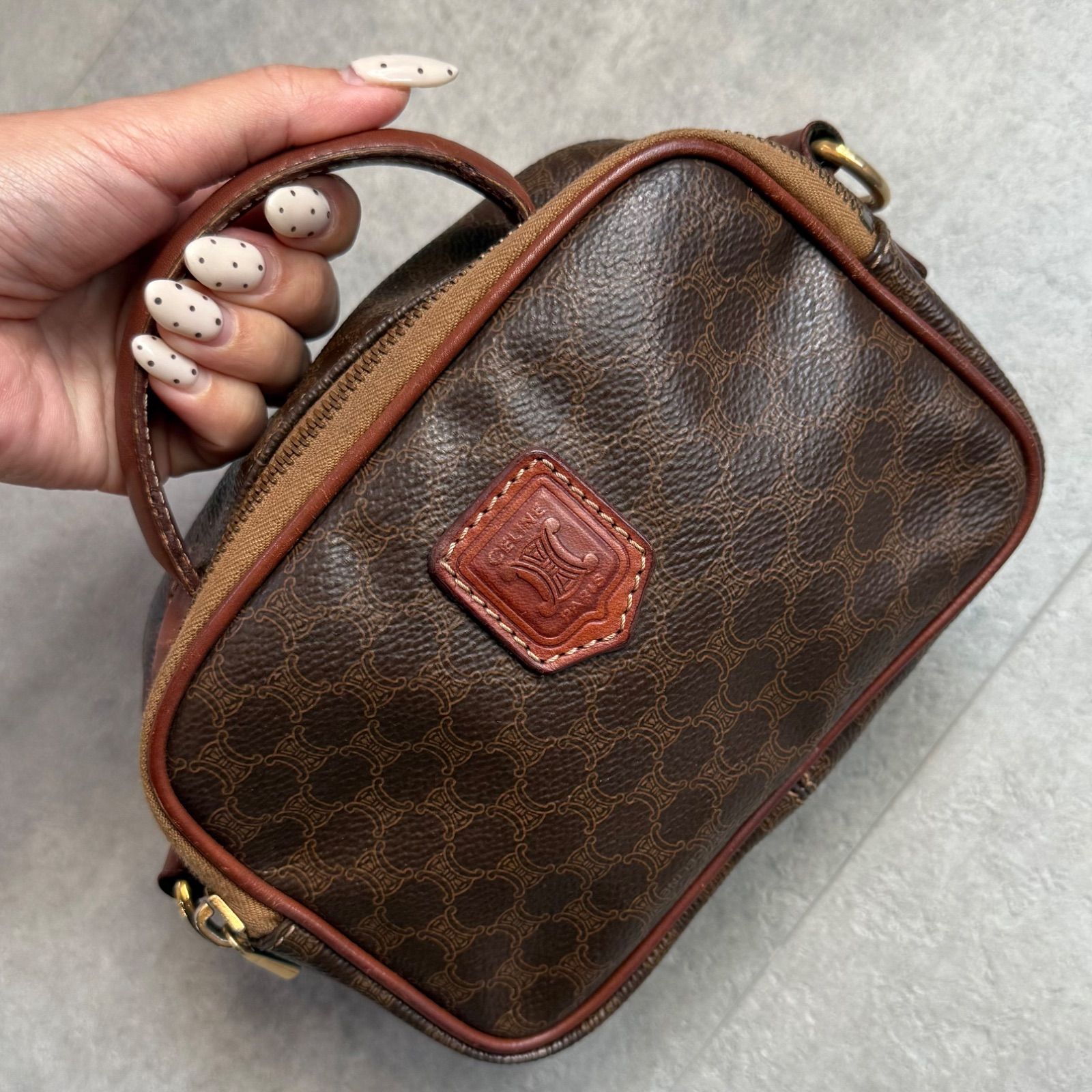 CELINE セリーヌ マカダム柄 ヴィンテージ ミニハンドバック ポーチ