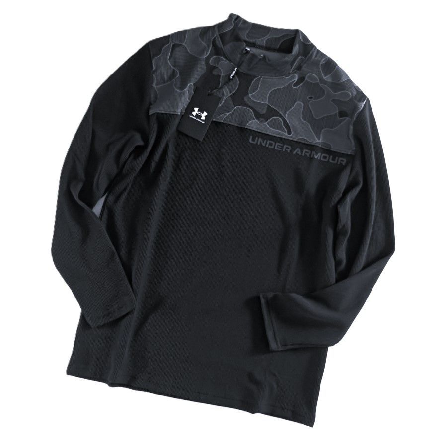 新品 黒 XL アンダーアーマー メンズ ゴルフウェア 長袖 モックネック