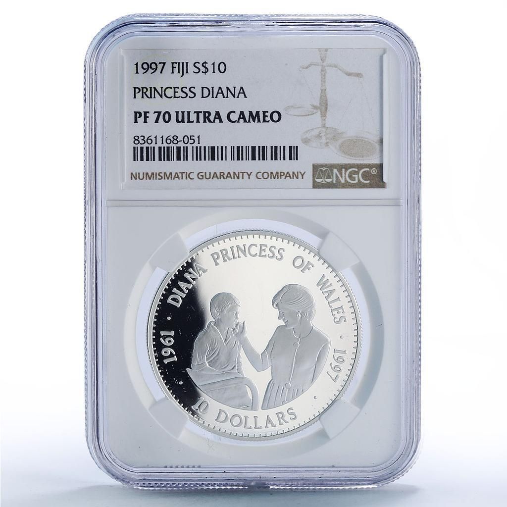 フィジー 10ドル ダイアナ妃 幼少期 歴史 政治 PF70 NGC 銀貨 1997年