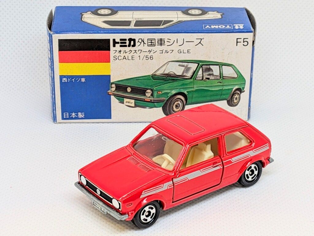 トミカ　青箱F5　フォルクスワーゲン　ゴルフ　GLE　赤色　日本製 トミー トミカ青箱日本製 フォルクスワーゲン ゴルフ GLE/赤 F5-2-3