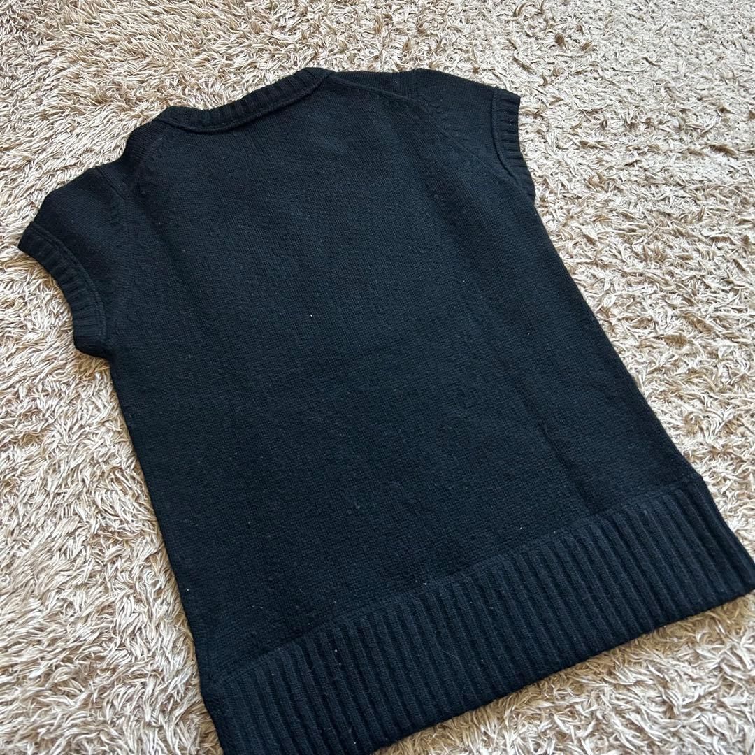 BURBERRY 黒 半袖ニット 38♡ BURBERRY BLUE LABEL 半袖ニットトップス 38 ブラック ウール×カシミヤ