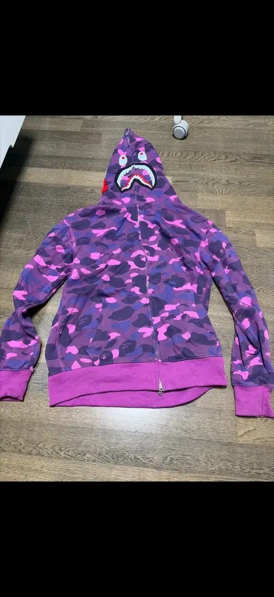 A BATHING APE パープル カモフラ シャーク フードジップアップ - メルカリ