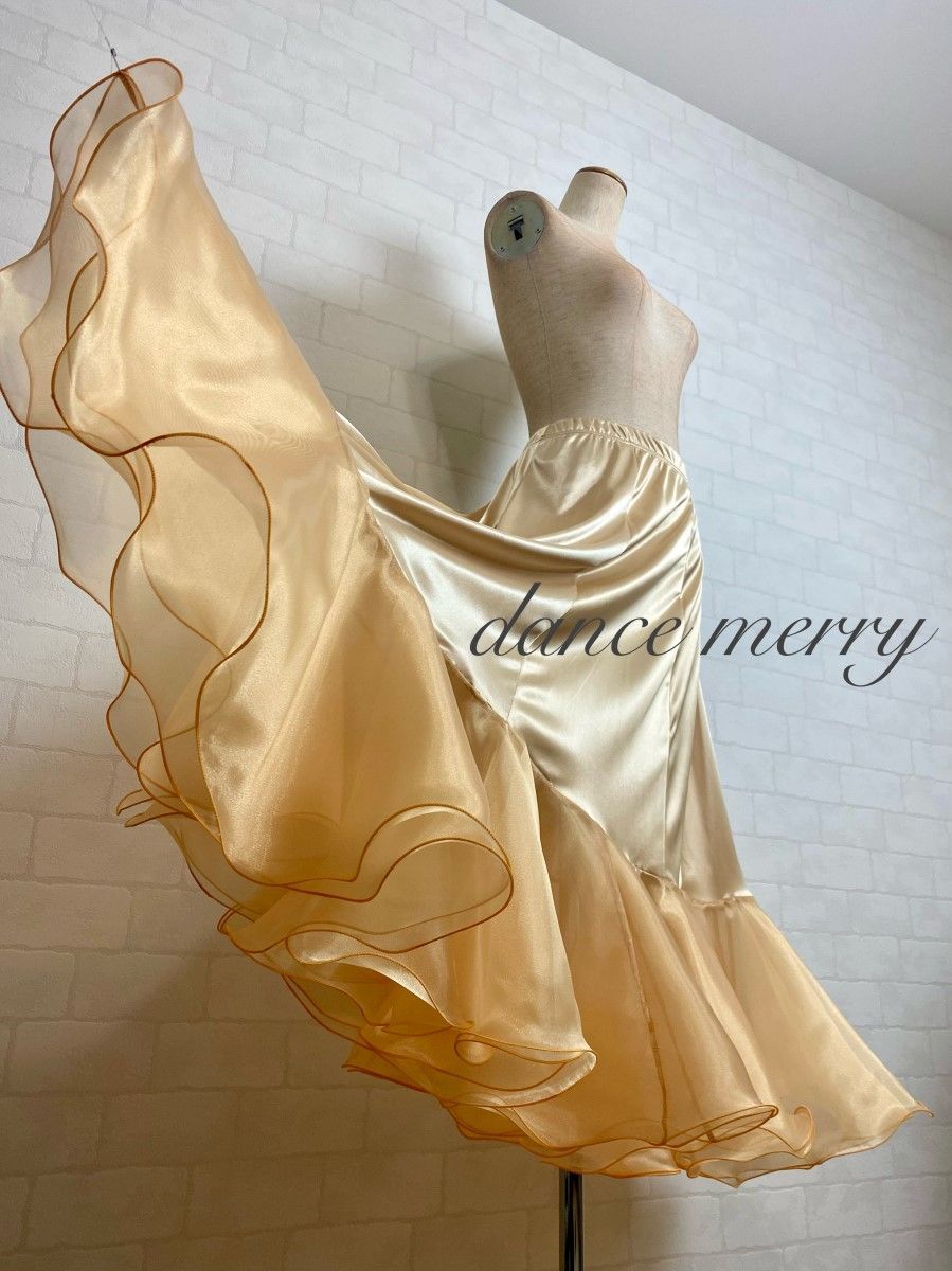 ボリュームUP　社交ダンス　ゴールド　ベージュ　パニエ　ペチコート　1283 ボリューム【MERRY】新品 社交ダンス パニエ ベージュ ゴールド