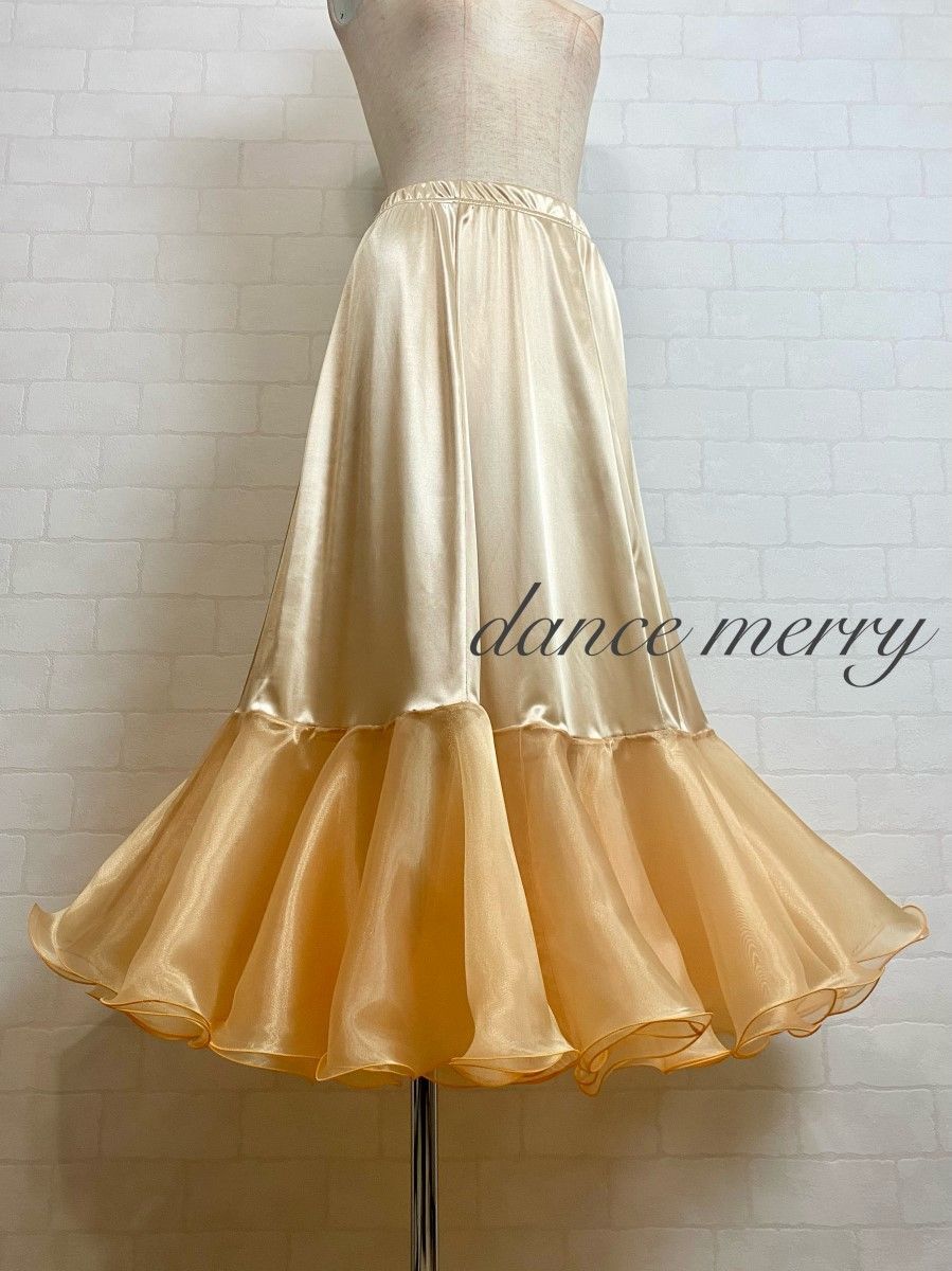 ボリューム【MERRY】新品 社交ダンス パニエ ベージュ ゴールド