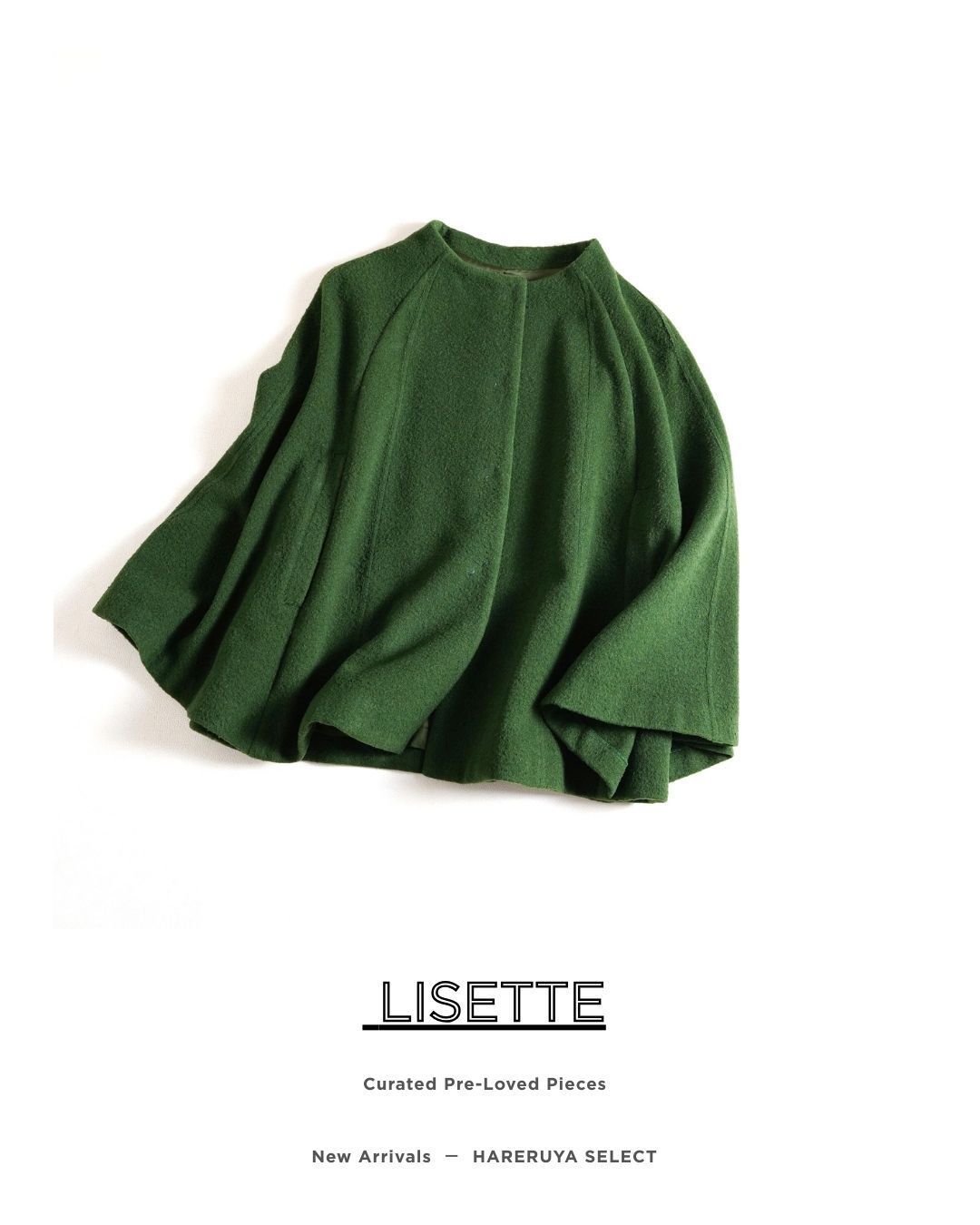 824y*リゼッタ LISETTE ウール ポンチョ ショート コート 緑 - メルカリ