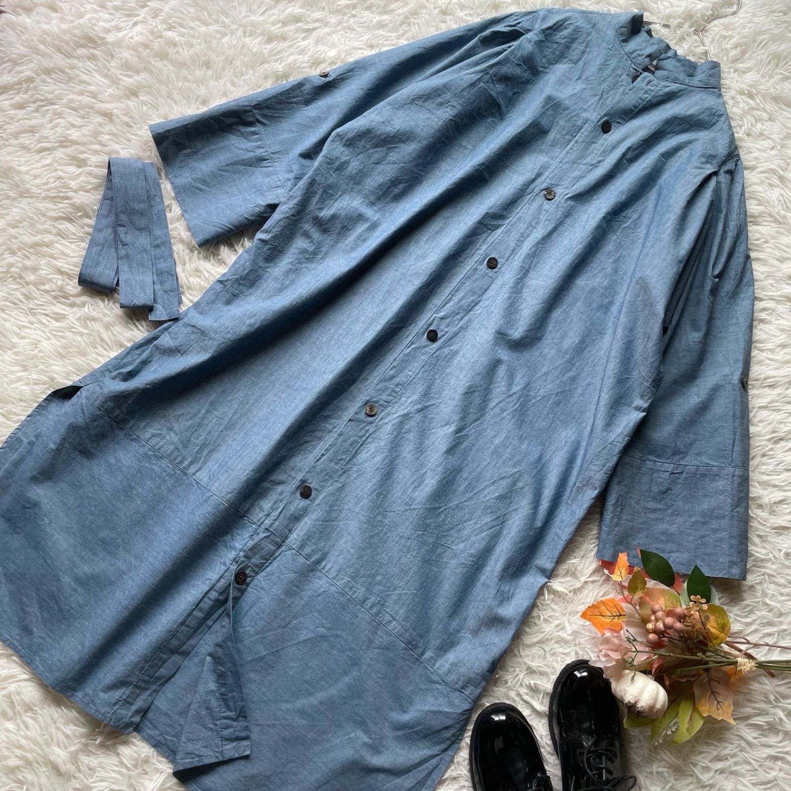 美品 Plantation イッセイミヤケ 0 wasteデニムワンピース 2way ロング