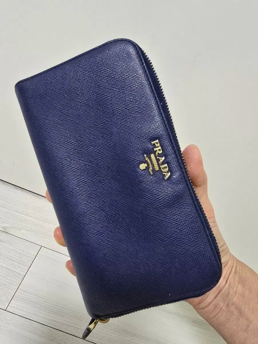 プラダ PRADA 長財布 ジッパー ドール ダークブルー 正規品
