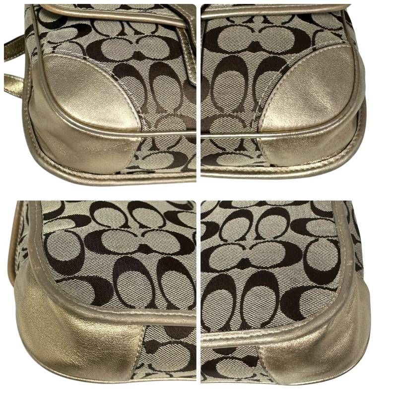 COACH コーチ☆ショルダーバッグ シグネチャー ターンロック スカーフ 