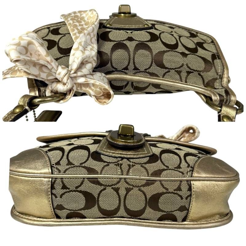 COACH コーチ☆ショルダーバッグ シグネチャー ターンロック