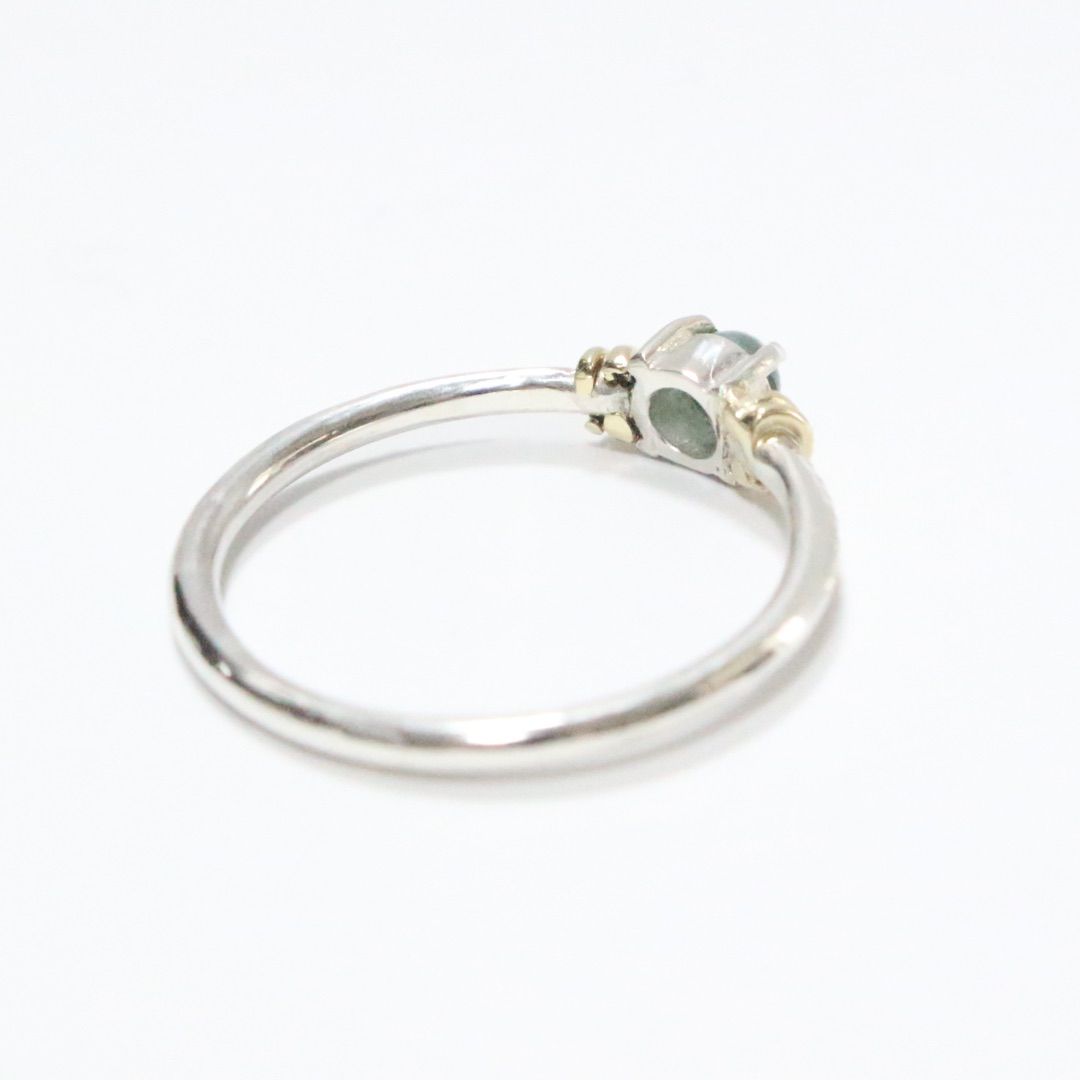 アレキサンドライトキャッツアイのK10YG小ワッカWミル打ちシルバー