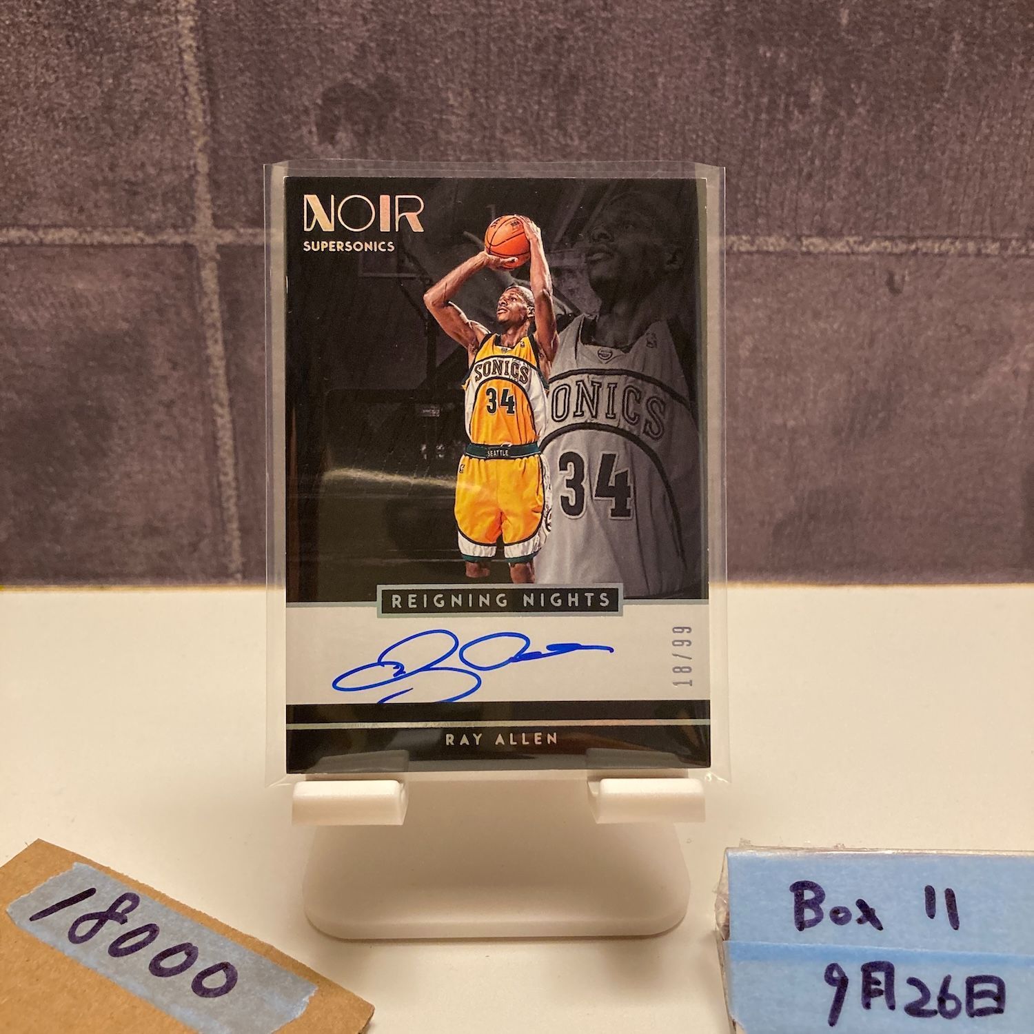 2018-19 Panini Noir Ray Allen 18/99 直筆サインカード Seattle