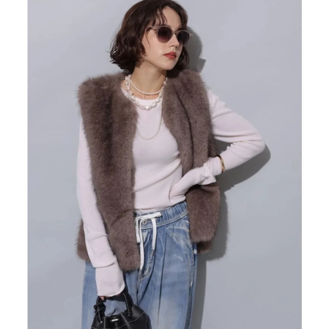 828y*美品 Arpege story アルページュストーリー ファーベスト ジレ