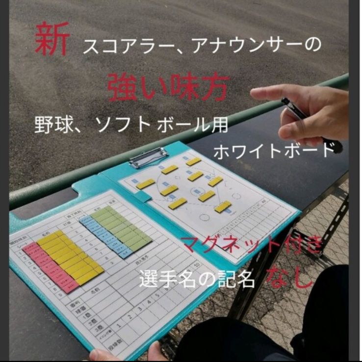 数量限定復刻版　新スコアラー、アナウンサーの強い味方　野球、ソフトボール用ホワイトボード　バインダータイプ　マグネット付き　選手名、チーム名の記名なし
