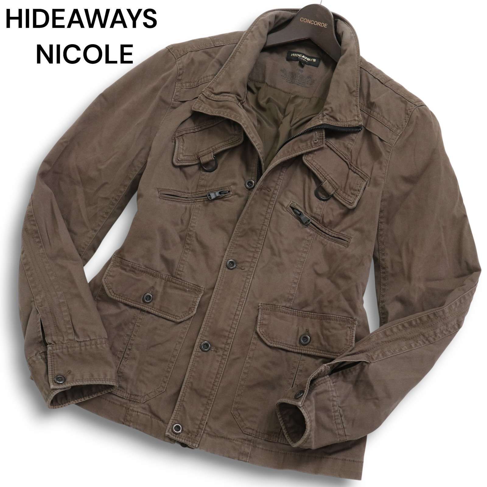 HIDEAWAYS NICOLE ハイダウェイ ニコル 通年 襟ワイヤー☆ ミリタリー 