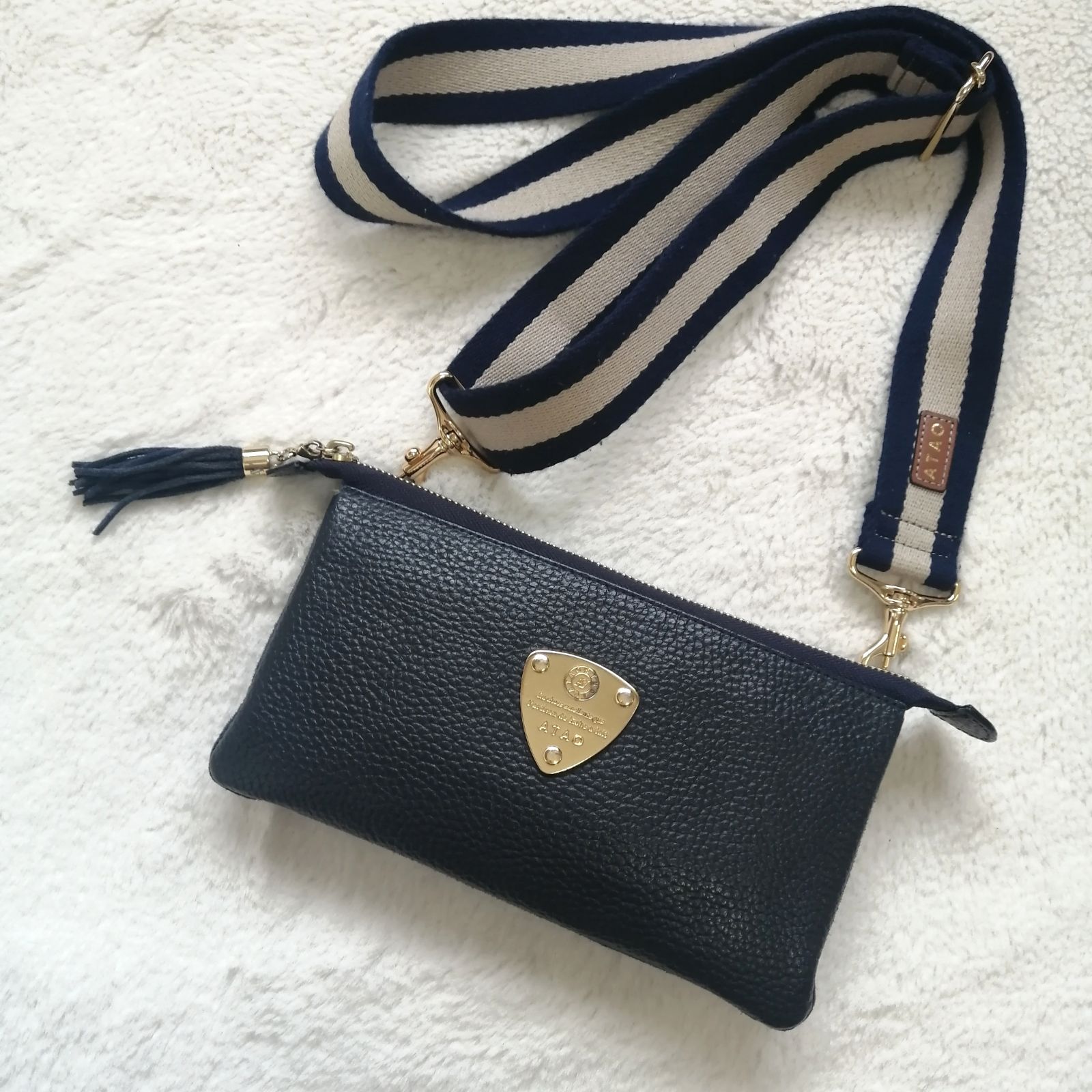 アタオ ブーブー ショルダーバッグ ネイビー レザー 革 ATAO BooBoo お