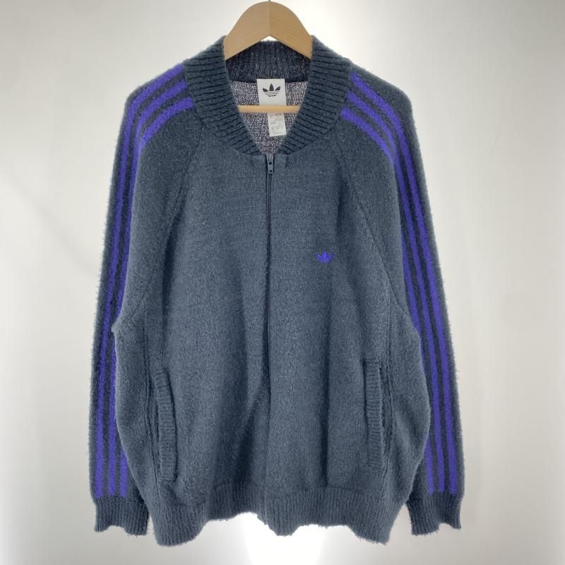 【】adidas KNIT TRACK TOP サイズXL グレー アディダス[91]