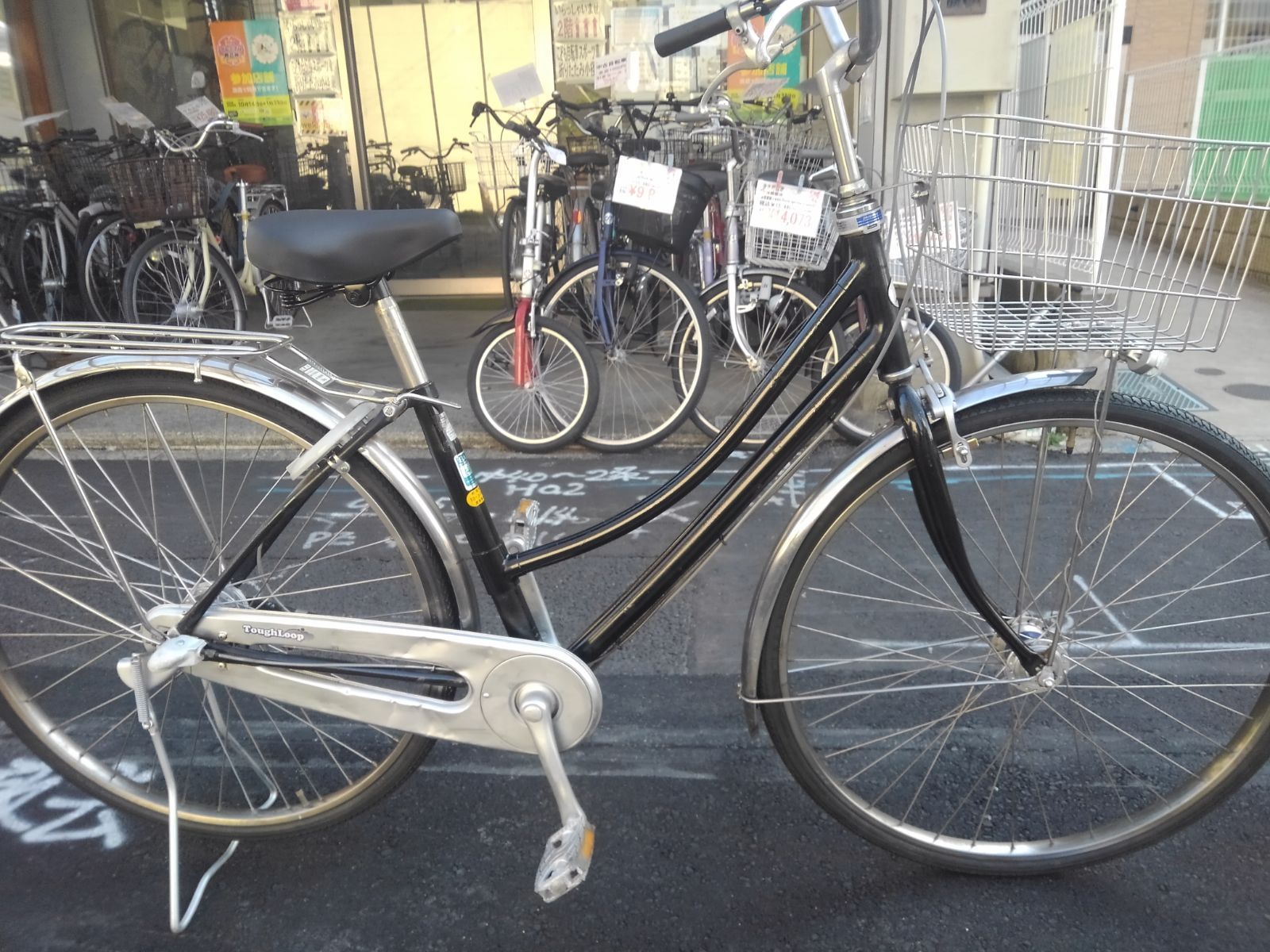 名古屋市昭和区 自転車３８４６ 前後タイヤ ブリヂストン タフループ TF 7 TP 3 ２７インチ ３段ギヤ LEDオートライト キッキーと音がならない後輪ローラーブレーキ