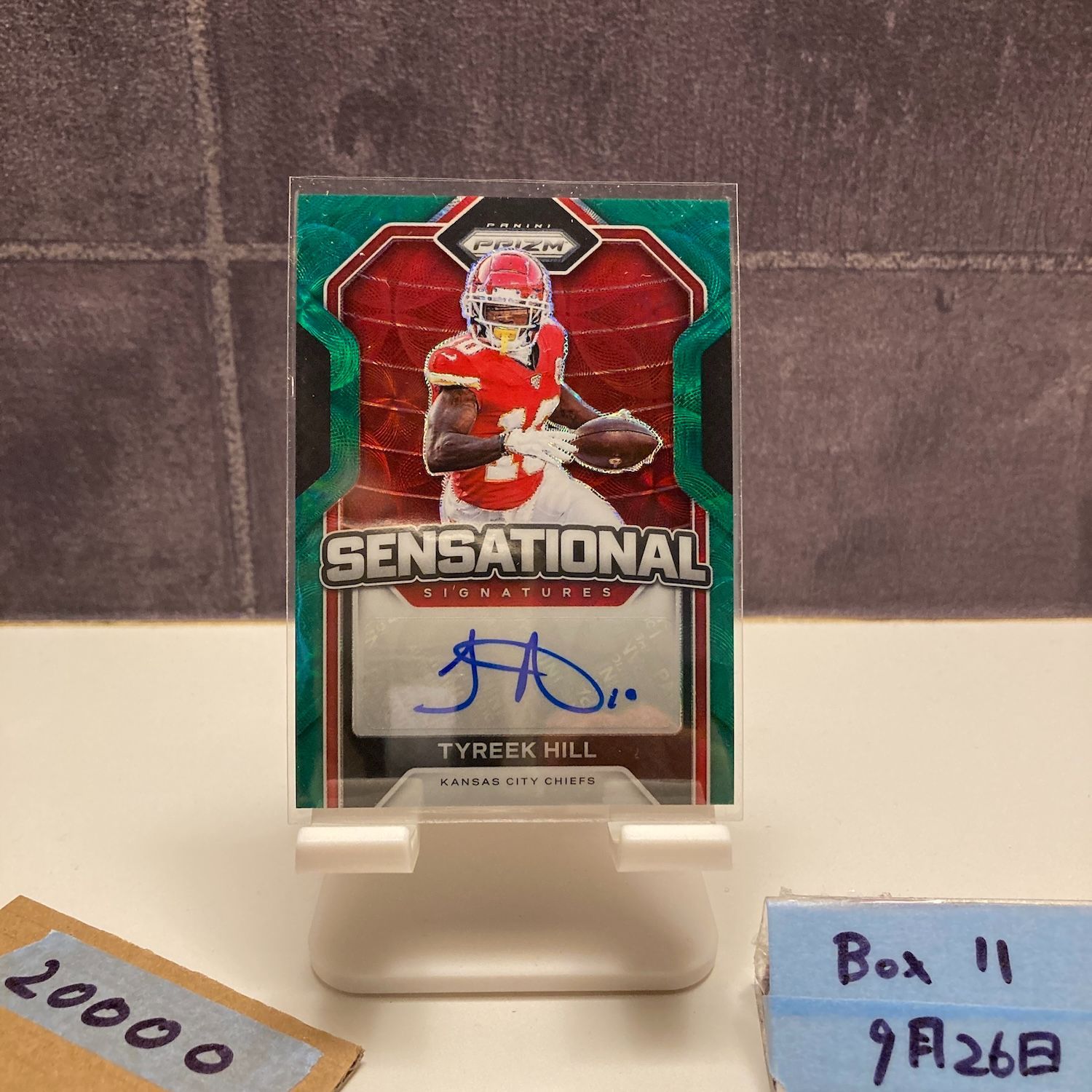 2020 Panini Prizm Tyreek Hill 12 15 直筆サインカード Kansas City Chiefs Sensational Signatures Green カード