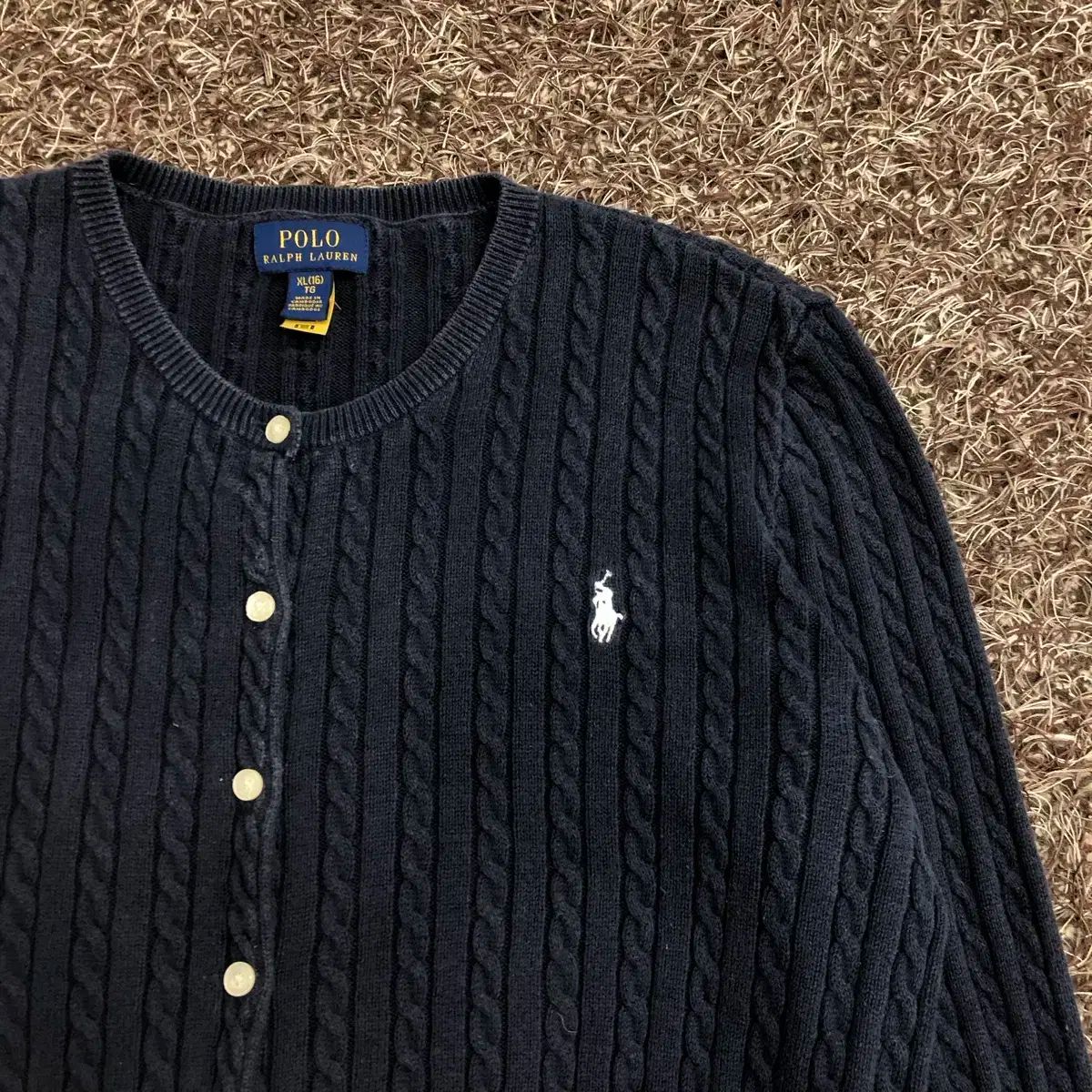 XL ポロ ラルフローレン ガールズ ネイビー コットン ケーブル