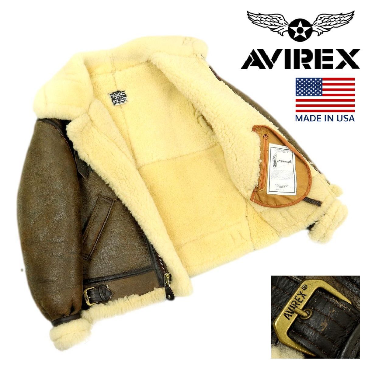S3622】【美品】【希少サイズ32】【USA製】AVIREX アヴィレックス B-3