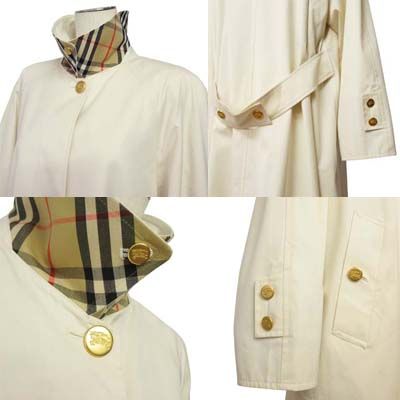 バーバリーズ Burberrys コート ステンカラー ロング 金ボタン 9 白