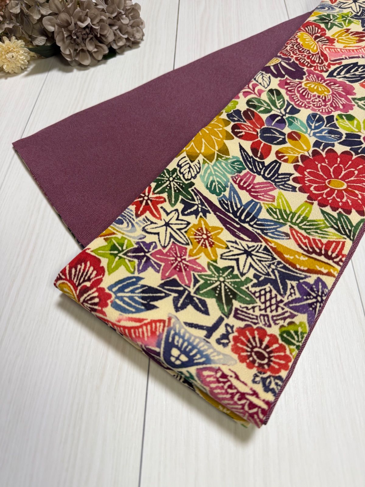 最後の一点 270号 半幅帯 紅型 鮫小紋 紫 正絹 リバーシブル ︎同じ生地は2度と入荷しません 1点〜6点までの 商品です ︎