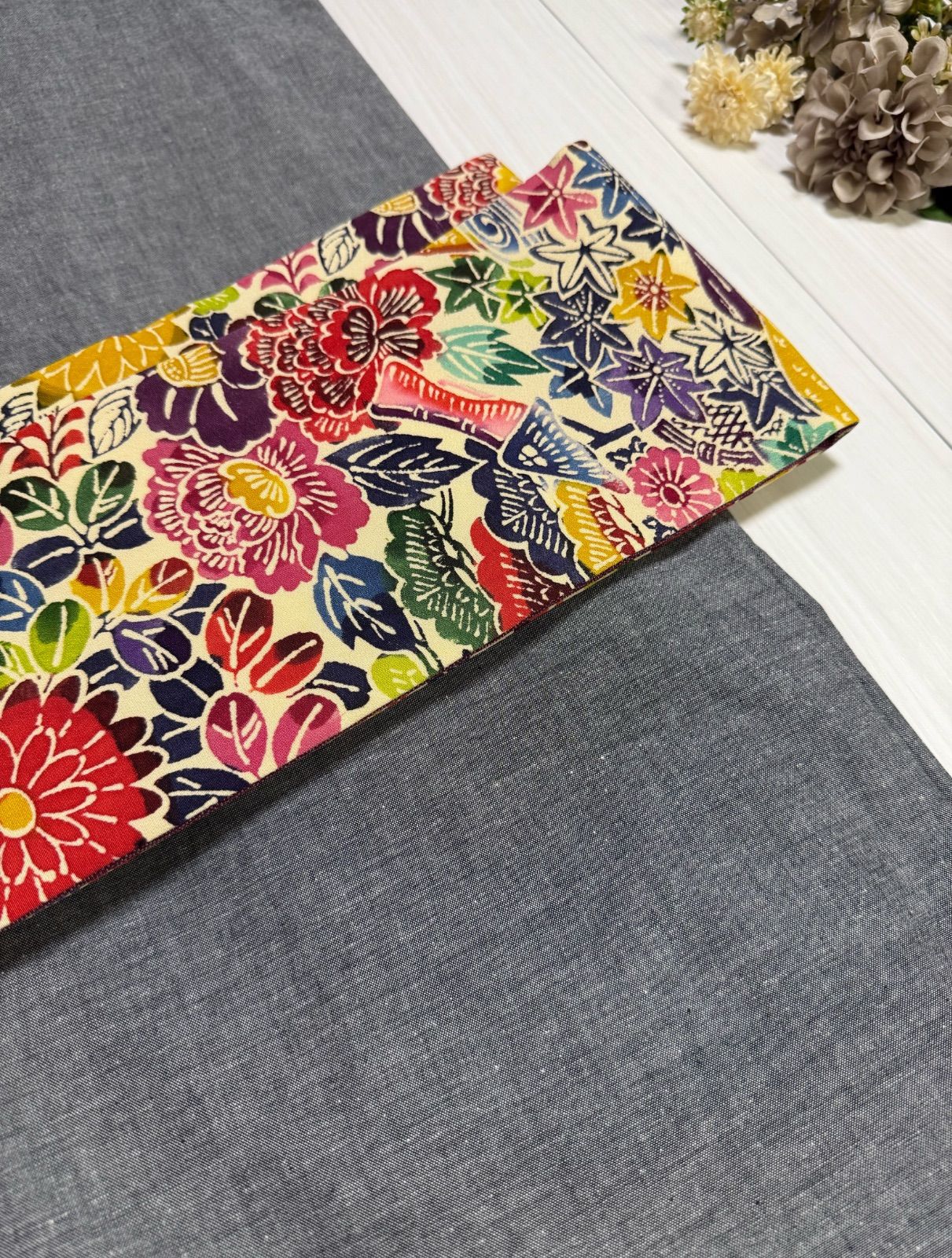 最後の一点 270号 半幅帯 紅型 × 鮫小紋 紫 正絹 リバーシブル ︎同じ生地は2度と入荷しません 1点〜6点までの 商品です ︎