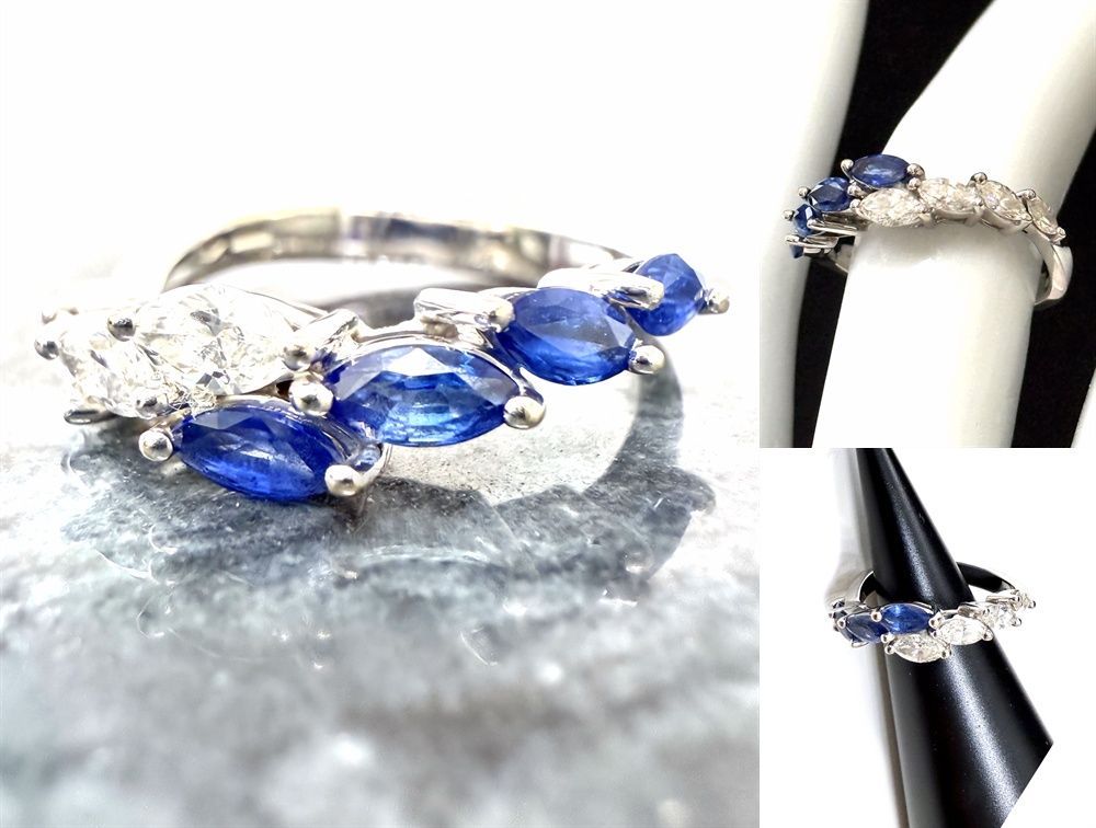 希少 DAMIANI ダミアーニ マーキス ダイヤモンド サファイア リング