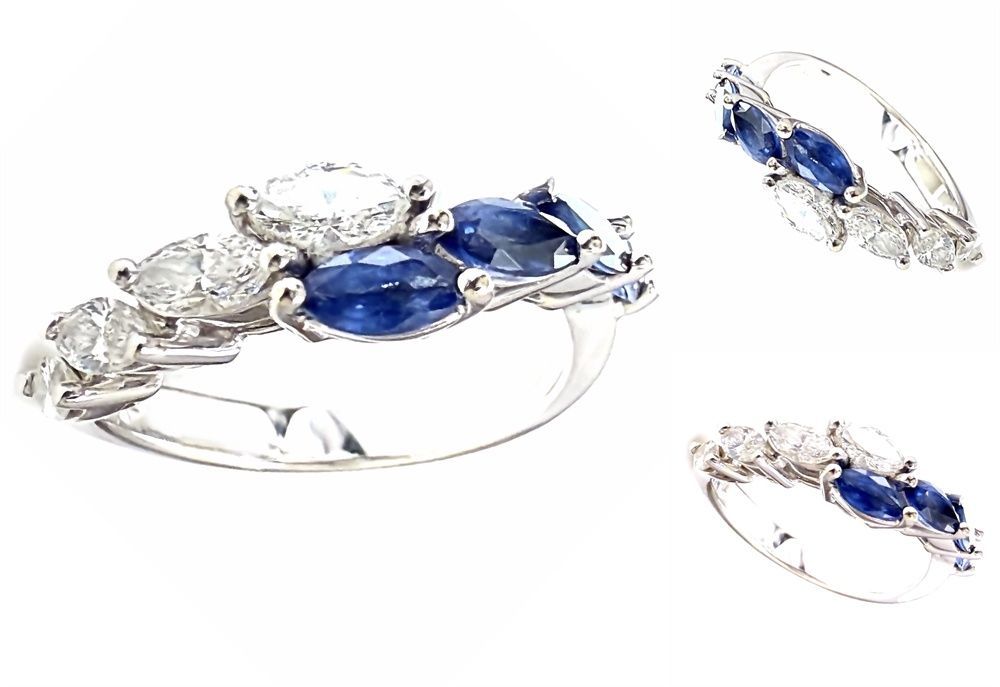 希少 DAMIANI ダミアーニ マーキス ダイヤモンド サファイア リング