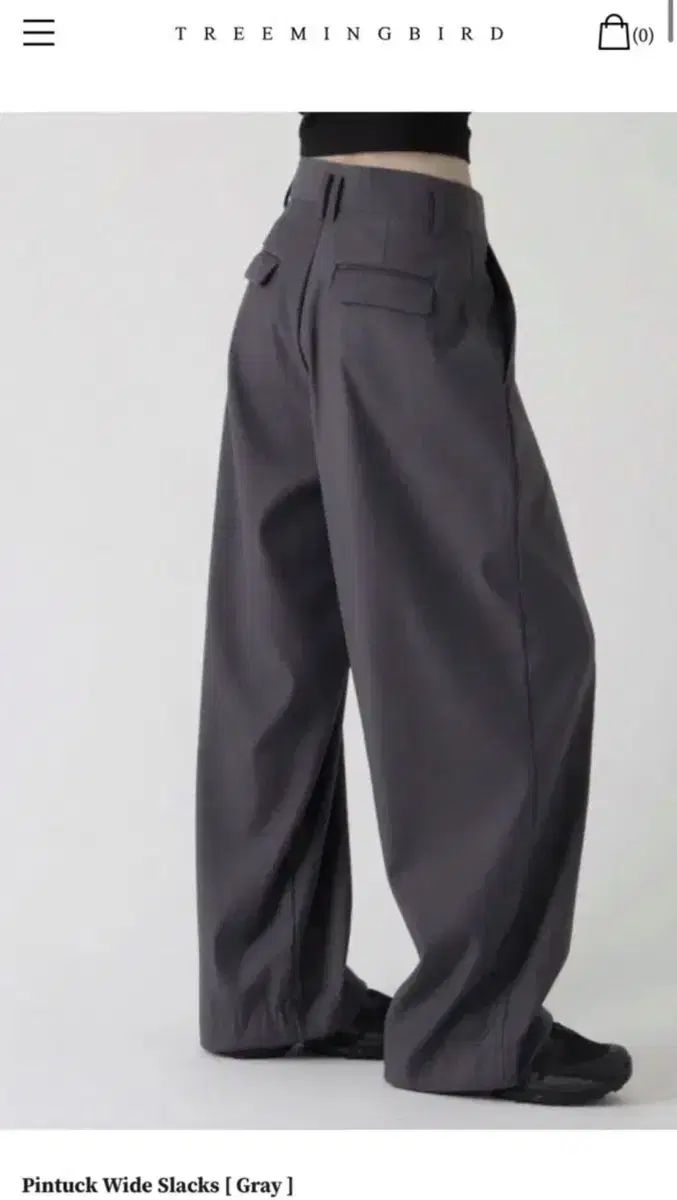 TREEMINGBIRD スラックス pintuck wide slacks gray