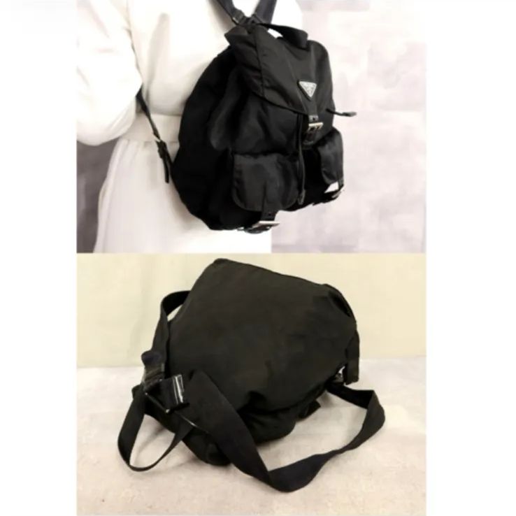 超美品 PRADA プラダ ポコノ ナイロン カーフ レザー 本革リュック