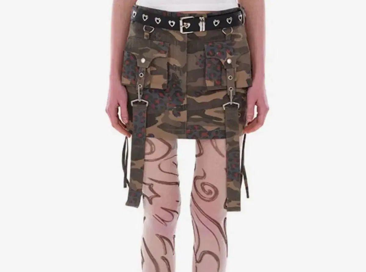 ユースベース カモフラージュ ミニ スカート カーキ