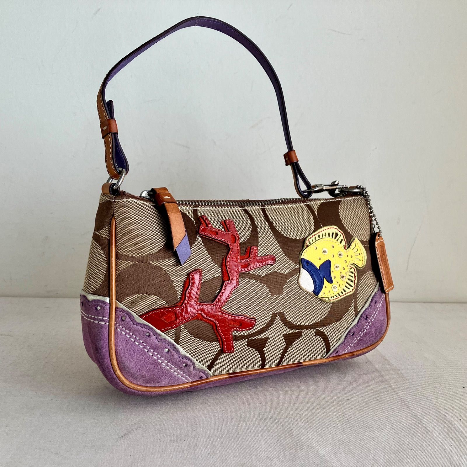 【美品】COACH Patchwork Mini Pouch Bag Y2K Coach Vintage y2k Limited Edition Mini Handbag Pouch Signature