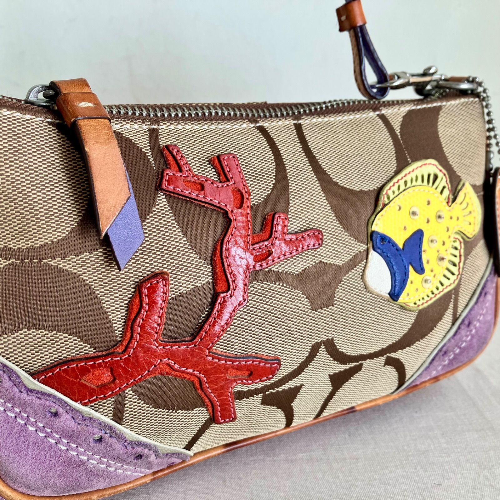 【美品】COACH Patchwork Mini Pouch Bag Y2K Coach Vintage y2k Limited Edition Mini Handbag Pouch Signature