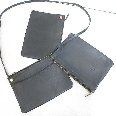 CELINE トリオ ラージ ショルダーバッグ 保存袋付き 最高級レザー❗️】CELINE トリオ ラージ ブラック レザー 保存袋付き