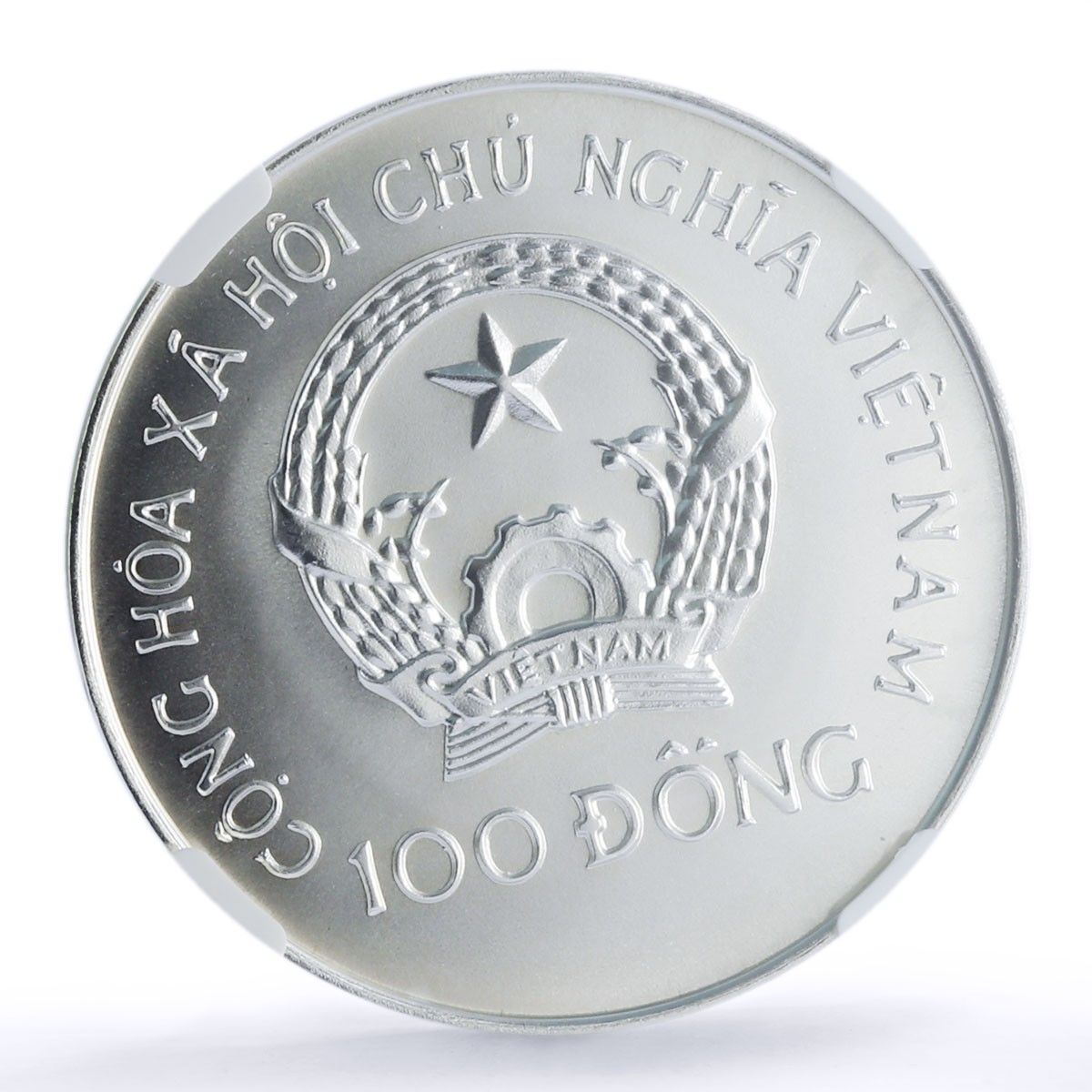 ベトナム 100ドン ドラゴンボート 大型 100 歴史船 MS 70 NGC 銀貨