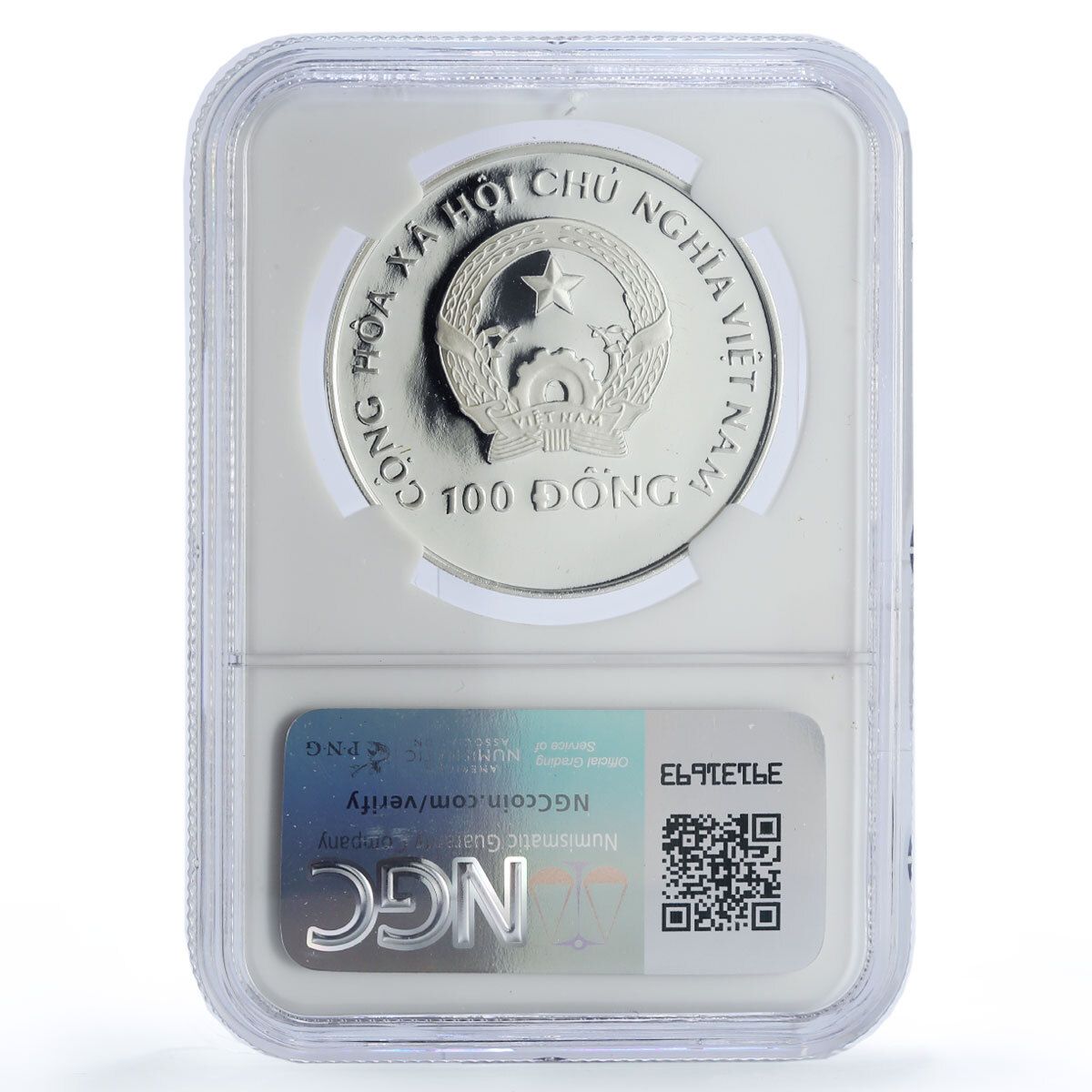 ベトナム 100ドン ドラゴンボート 小型船 100 航海 PF69 NGC 銀貨 1988