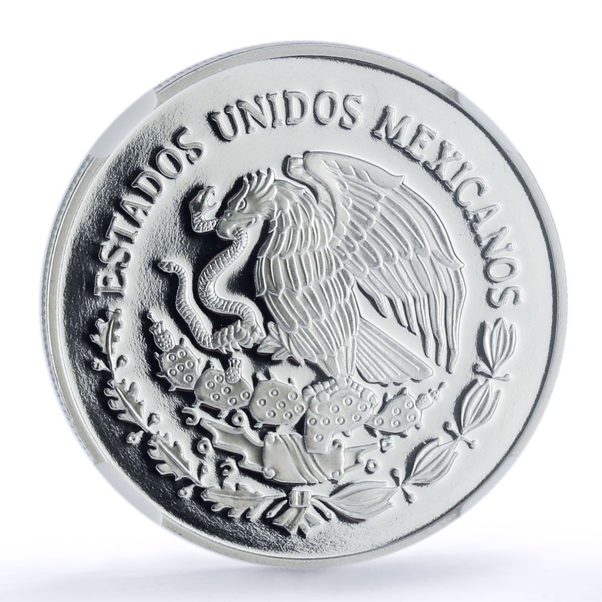 メキシコ 5ペソ クアウテモック 100周年記念海軍学校船 PF 69 NGC 銀貨