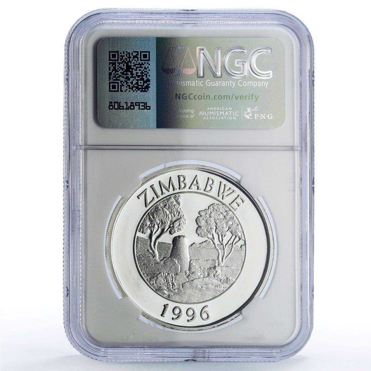 ジンバブエ 10ドル ヒョウ保護 野生動物相 PF68 NGC 銀貨 1996年