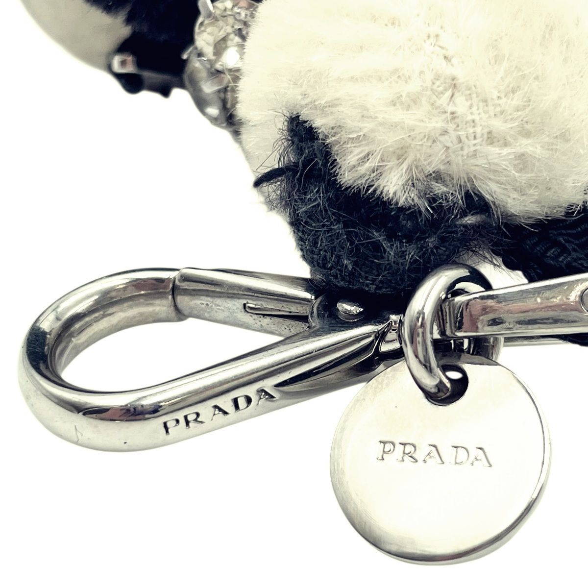 中古】 PRADA プラダ ラインストーン テディベア パンダ バッグ